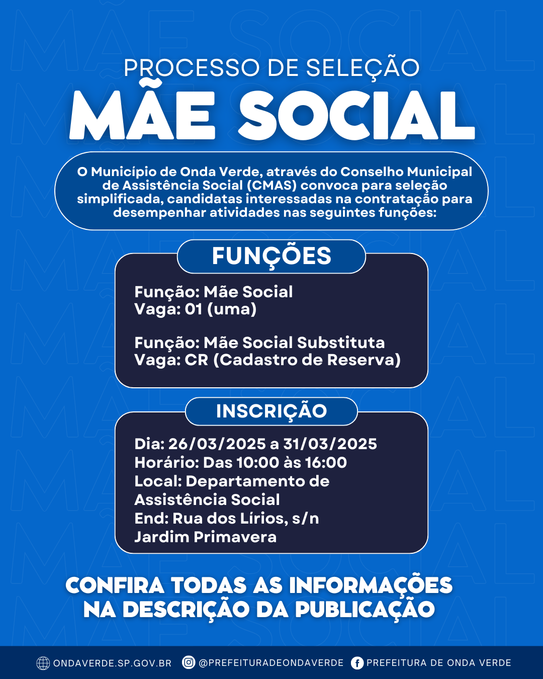 PROCESSO SELETIVO – MÃE SOCIAL E MÃE SOCIAL SUBSTITUTA