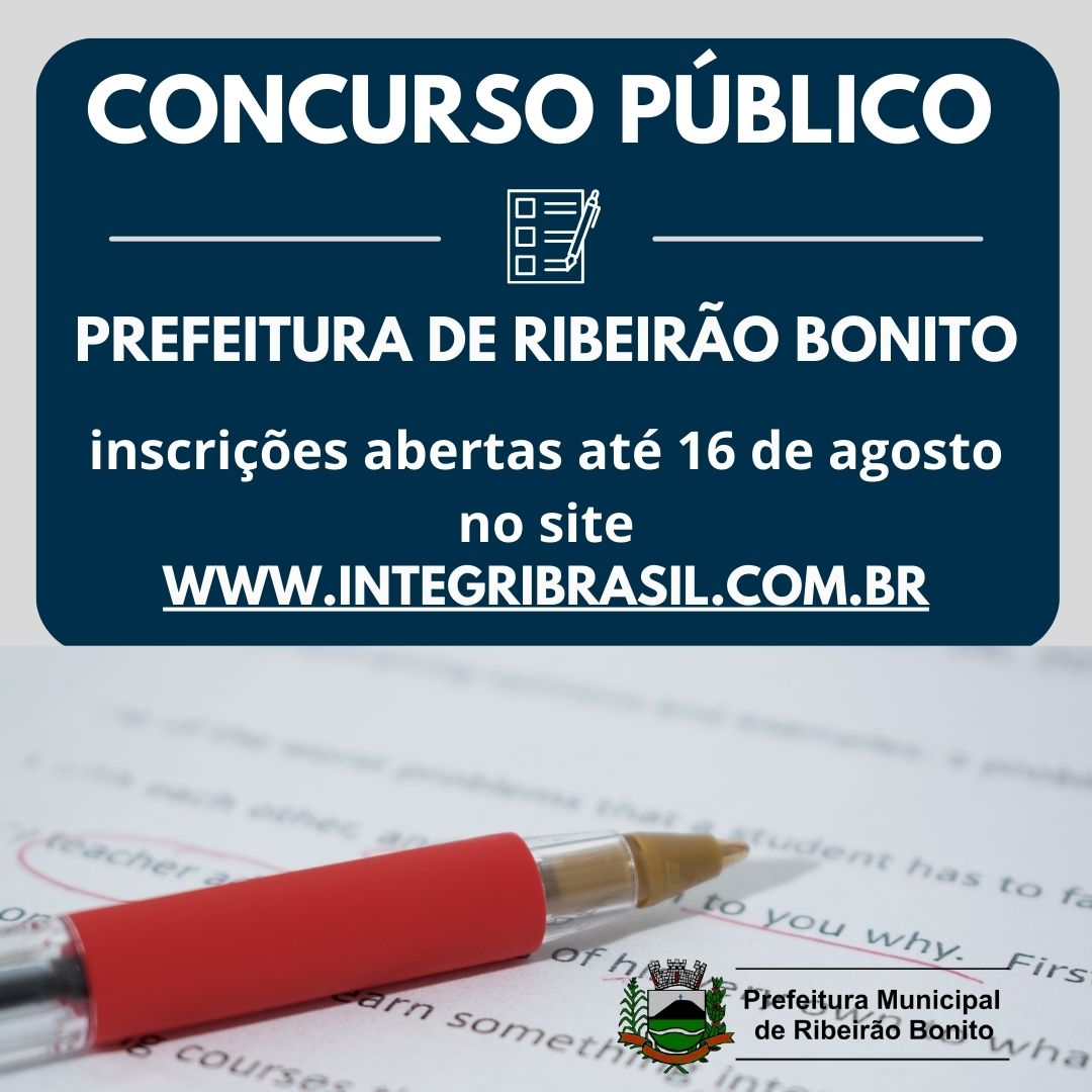 PREFEITURA DE RIBEIRÃO BONITO ABRE CONCURSO PÚBLICO 